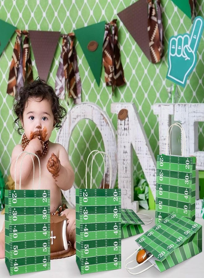 Lemicin 12 Pack Football Party Favor Bags Football Goodie Candy Paper Treat Bag with Handle Snack Candy Treat Bag for kids Boys Birthday Party Baby Shower Decoration Supplies - Image 2
